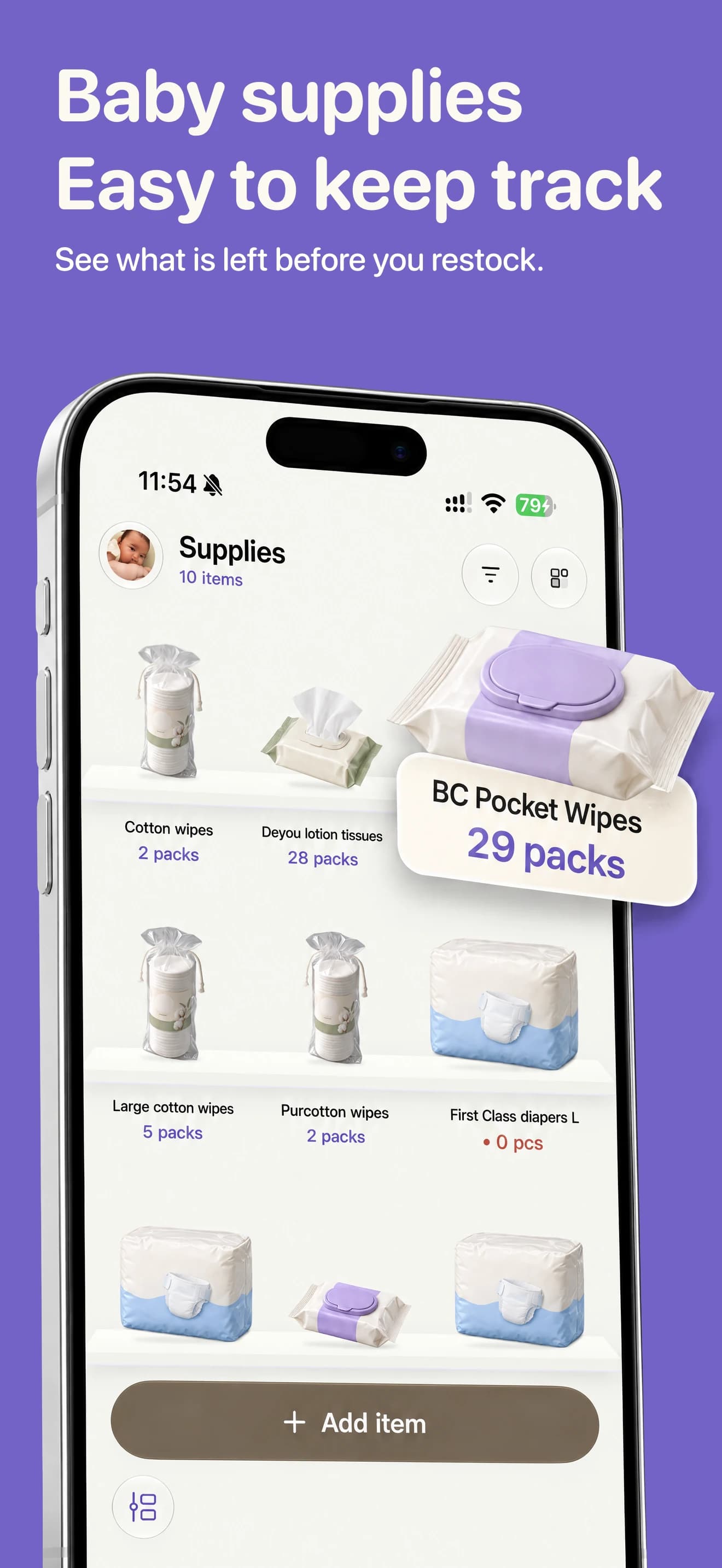Cali Baby supplies management and usage tracking